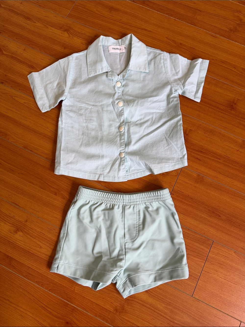 Montce Mini Mint Green Short-Sleeve Shirt & Matching Shorts Set 2T
